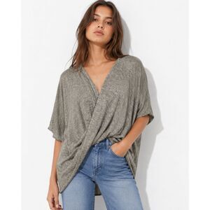 By Together Oversized Drape Knit Sweater Soft Cross Front Lounge Top NWT S M